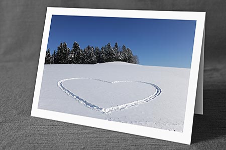 A5-Fotokarte/Klappkarte mit hochwertigem Papierabzug, Einlageblatt und Umschlag. Fototitel: Grusskarte Herz (Klappkarte, Kunstkarte)