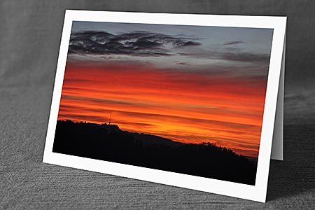 A5-Fotokarte/Klappkarte mit hochwertigem Papierabzug, Einlageblatt und Umschlag. Fototitel: Grusskarte Abendrot (Klappkarte, Kunstkarte)