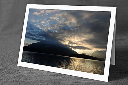 A5-Fotokarte/Klappkarte mit hochwertigem Papierabzug, Einlageblatt und Umschlag. Fototitel: Trauerkarte Abendstimmung (Klappkarte, Kunstkarte)