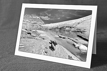 A5-Fotokarte/Klappkarte mit hochwertigem Papierabzug, Einlageblatt und Umschlag. Fototitel: Marmorierter Gletscherschliff (Schwarz/Weiss) (Klappkarte, Kunstkarte)