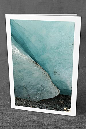 A5-Fotokarte/Klappkarte mit hochwertigem Papierabzug, Einlageblatt und Umschlag. Fototitel: Hellblaues Eis (Klappkarte, Kunstkarte)