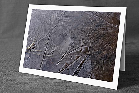 A5-Fotokarte/Klappkarte mit hochwertigem Papierabzug, Einlageblatt und Umschlag. Fototitel: Kunst in Eis (Klappkarte, Kunstkarte)