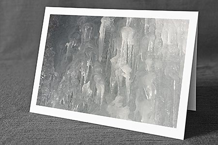 A5-Fotokarte/Klappkarte mit hochwertigem Papierabzug, Einlageblatt und Umschlag. Fototitel: Festtagskarte Vom Sonnenlicht modellierte Eisgebilde (Klappkarte, Kunstkarte)