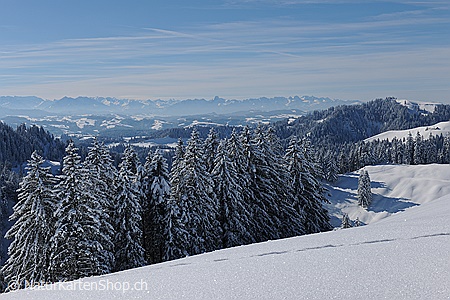 A5-Fotokarte/Klappkarte mit hochwertigem Papierabzug, Einlageblatt und Umschlag. Fototitel: Winterlandschaft im Emmental (Klappkarte, Kunstkarte)