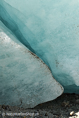 A5-Fotokarte/Klappkarte mit hochwertigem Papierabzug, Einlageblatt und Umschlag. Fototitel: Hellblaues Eis (Klappkarte, Kunstkarte)