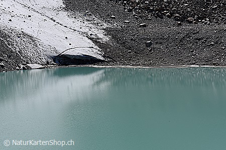 A5-Fotokarte/Klappkarte mit hochwertigem Papierabzug, Einlageblatt und Umschlag. Fototitel: Gletschersee (Klappkarte, Kunstkarte)