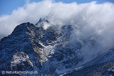 A5-Fotokarte/Klappkarte mit hochwertigem Papierabzug, Einlageblatt und Umschlag. Fototitel: Wolkenstimmung in Berglandschaft (Klappkarte, Kunstkarte)
