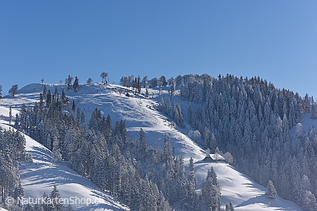 A5-Fotokarte/Klappkarte mit hochwertigem Papierabzug, Einlageblatt und Umschlag. Fototitel: Stall in Winterlandschaft (Klappkarte, Kunstkarte)