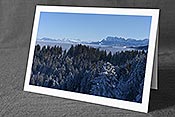 Fotokarte: Verschneiter Wald und Aussicht zum Pilatus